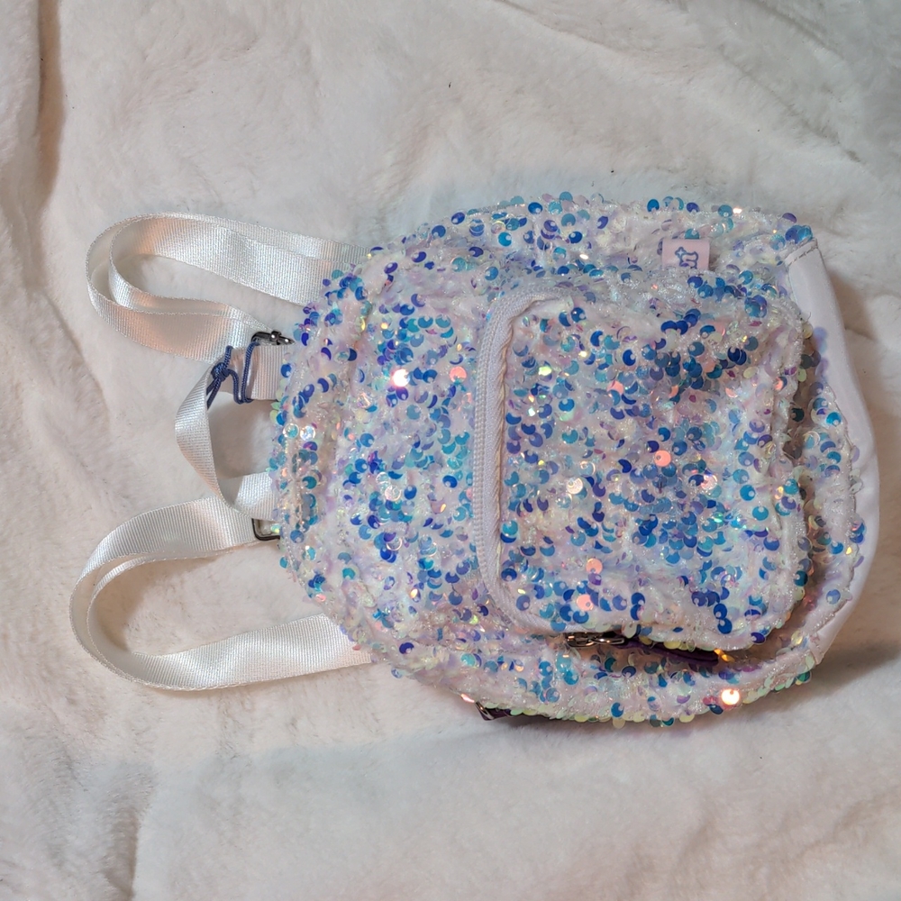 More Than Magic Mini Backpack White iridescent sequins